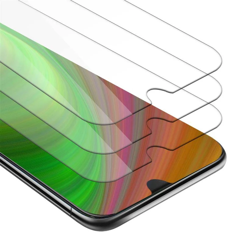 Cadorabo 3x Panzer Folie kompatibel mit HTC Desire 19 PLUS - Schutzfolie 3er Pack Gehärtetes (Tempered) Display-Schutzglas in 9H Härte mit 3D Touch Kompatibilität