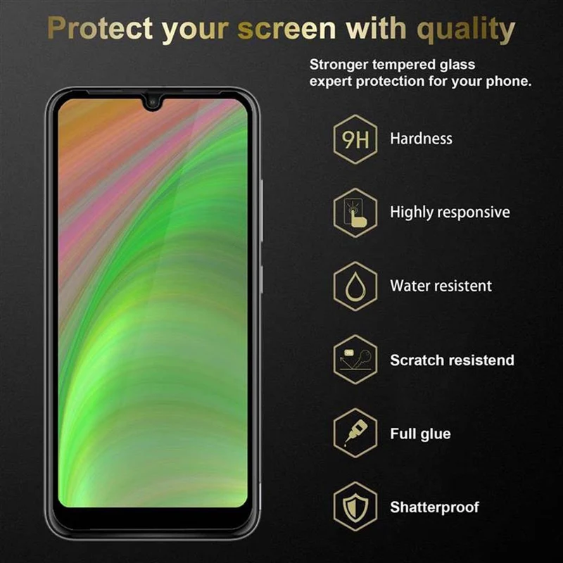 Cadorabo Vollbild Panzer Folie kompatibel mit Motorola MOTO E6 PLUS - Schutzfolie Gehärtetes (Tempered) Display-Schutzglas in 9H Härte mit 3D Touch