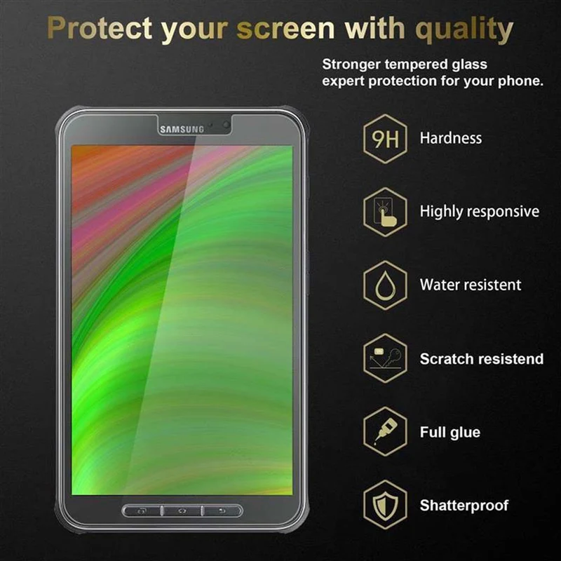 Cadorabo 3x Panzer Folie kompatibel mit Samsung Galaxy Tab ACTIVE (8 Zoll) 3er Pack Gehärtetes (Tempered) Display-Schutzglas in 9H Härte mit 3D Touch Kompatibilität