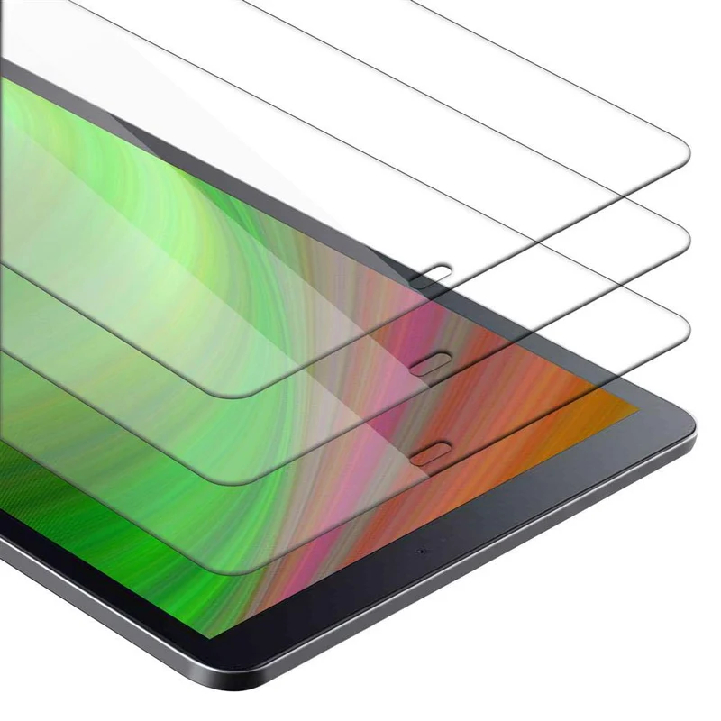 Cadorabo 3x Panzer Folie kompatibel mit Samsung Galaxy Tab A (10.5 Zoll) 3er Pack Gehärtetes (Tempered) Display-Schutzglas in 9H Härte mit 3D Touch Kompatibilität