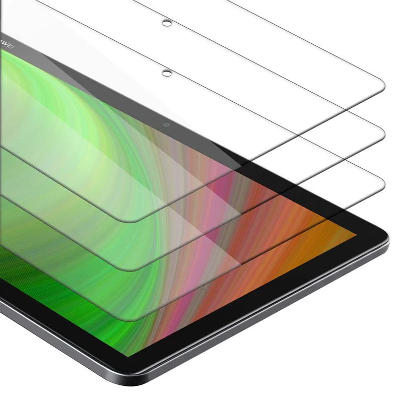 Cadorabo 3x Panzer Folie kompatibel mit Huawei MediaPad M5 LITE 10 (10.1 Zoll) 3er Pack Gehärtetes (Tempered) Display-Schutzglas in 9H Härte mit 3D Touch Kompatibilität