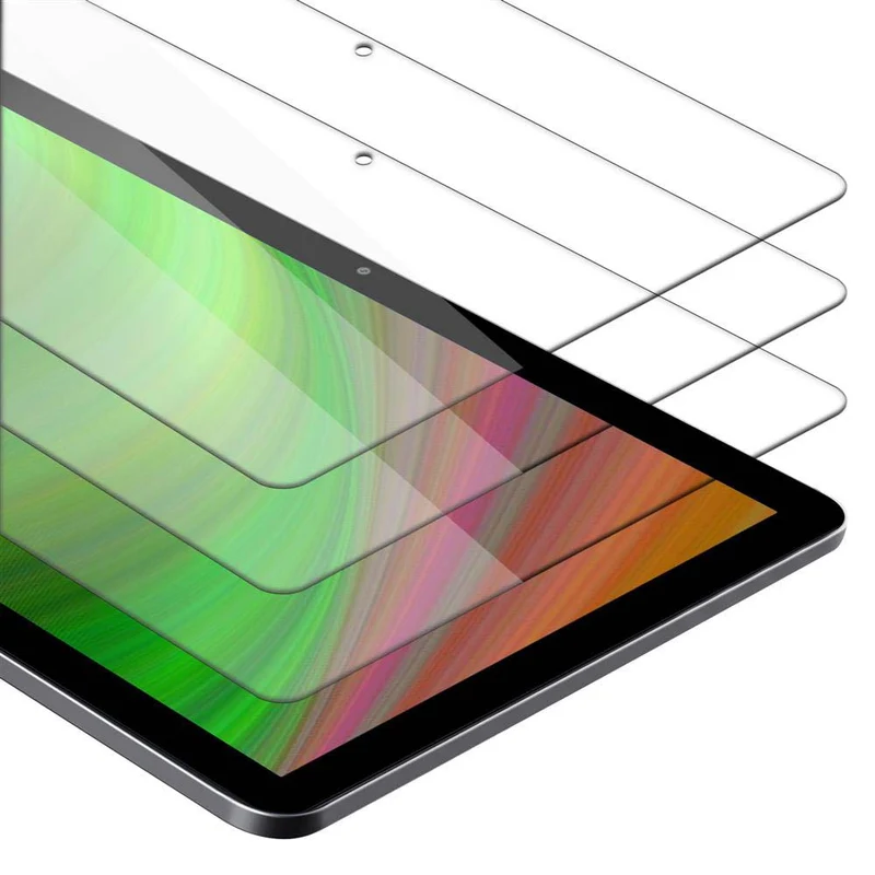 Cadorabo 3x Panzer Folie kompatibel mit Huawei MediaPad T5 10 (10.1 Zoll) 3er Pack Gehärtetes (Tempered) Display-Schutzglas in 9H Härte mit 3D Touch Kompatibilität
