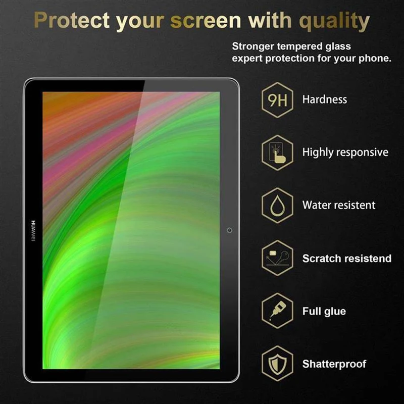Cadorabo 3x Panzer Folie kompatibel mit Huawei MediaPad T3 10 (9.6 Zoll) 3er Pack Gehärtetes (Tempered) Display-Schutzglas in 9H Härte mit 3D Touch Kompatibilität