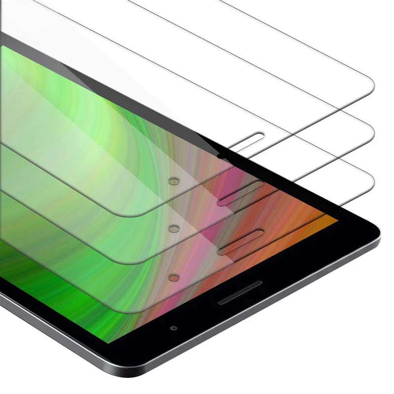Cadorabo 3x Panzer Folie kompatibel mit Huawei MediaPad T3 8 (8.0 Zoll) 3er Pack Gehärtetes (Tempered) Display-Schutzglas in 9H Härte mit 3D Touch Kompatibilität