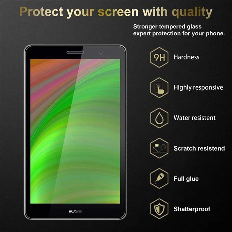 Cadorabo 3x Panzer Folie kompatibel mit Huawei MediaPad T3 8 (8.0 Zoll) 3er Pack Gehärtetes (Tempered) Display-Schutzglas in 9H Härte mit 3D Touch Kompatibilität