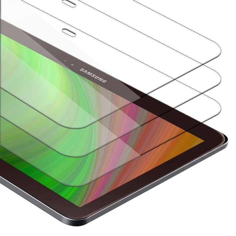 Cadorabo 3x Panzer Folie kompatibel mit Samsung Galaxy Tab 3 (10.1 Zoll) 3er Pack Gehärtetes (Tempered) Display-Schutzglas in 9H Härte mit 3D Touch Kompatibilität