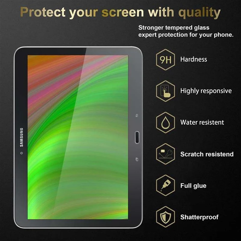 Cadorabo 3x Panzer Folie kompatibel mit Samsung Galaxy Tab 4 (10.1 Zoll) 3er Pack Gehärtetes (Tempered) Display-Schutzglas in 9H Härte mit 3D Touch Kompatibilität