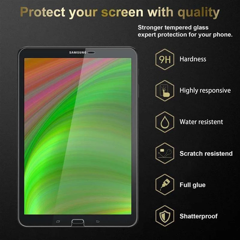 Cadorabo 3x Panzer Folie kompatibel mit Samsung Galaxy Tab A 2016 (10.1 Zoll) 3er Pack Gehärtetes (Tempered) Display-Schutzglas in 9H Härte mit 3D Touch Kompatibilität
