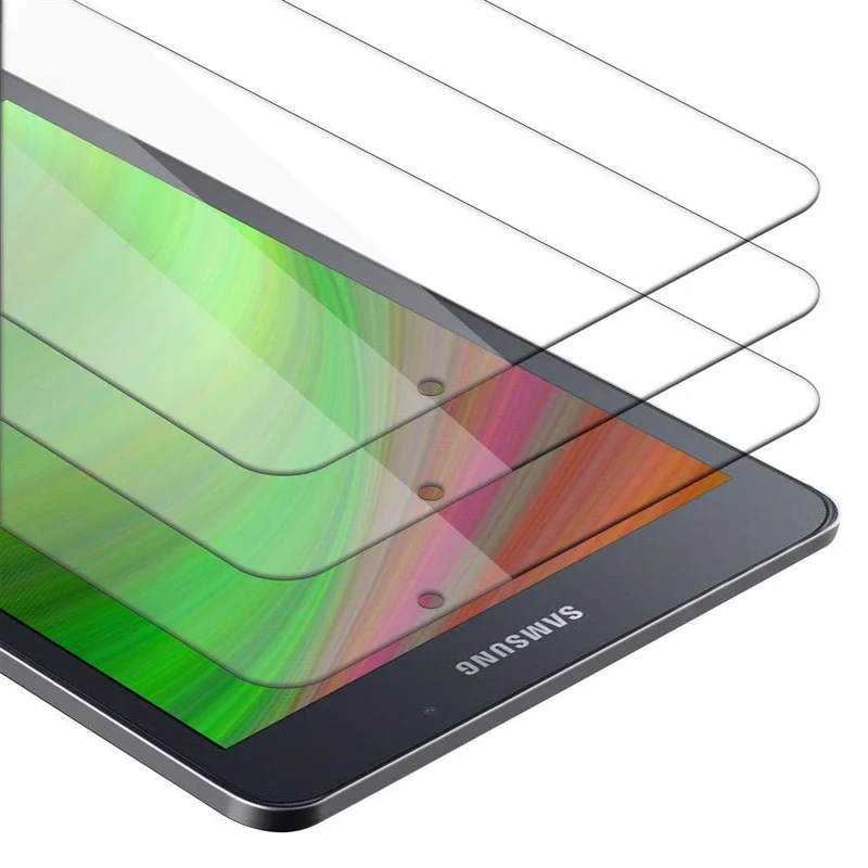 Cadorabo 3x Panzer Folie kompatibel mit Samsung Galaxy Tab A 2016 (7.0 Zoll) 3er Pack Gehärtetes (Tempered) Display-Schutzglas in 9H Härte mit 3D Touch Kompatibilität