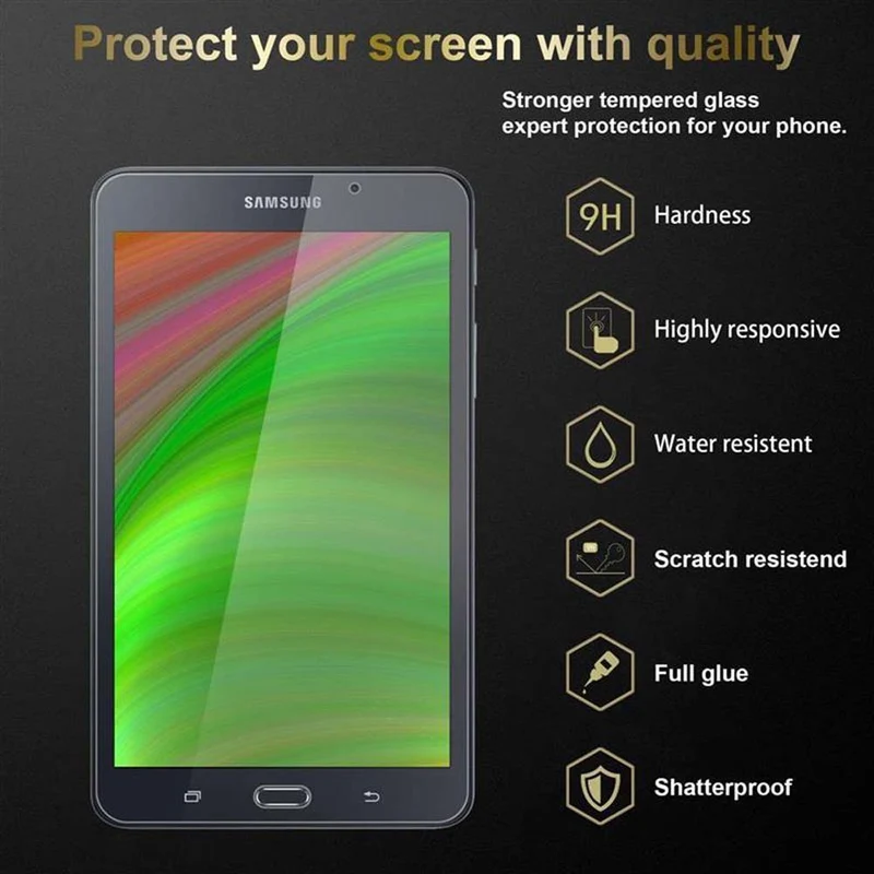 Cadorabo 3x Panzer Folie kompatibel mit Samsung Galaxy Tab A 2016 (7.0 Zoll) 3er Pack Gehärtetes (Tempered) Display-Schutzglas in 9H Härte mit 3D Touch Kompatibilität