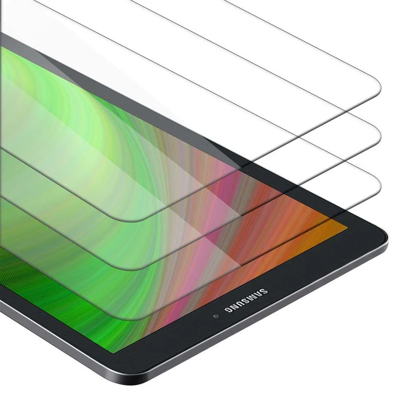Cadorabo 3x Panzer Folie kompatibel mit Samsung Galaxy Tab E (9.6 Zoll) 3er Pack Gehärtetes (Tempered) Display-Schutzglas in 9H Härte mit 3D Touch Kompatibilität