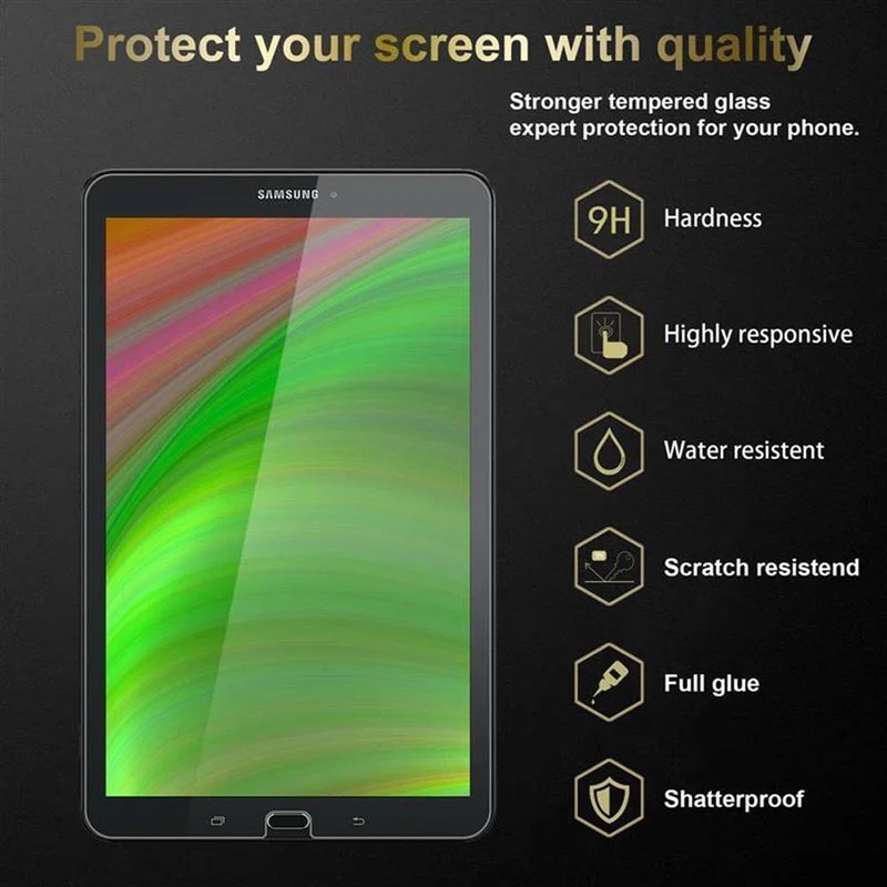 Cadorabo 3x Panzer Folie kompatibel mit Samsung Galaxy Tab E (9.6 Zoll) 3er Pack Gehärtetes (Tempered) Display-Schutzglas in 9H Härte mit 3D Touch Kompatibilität