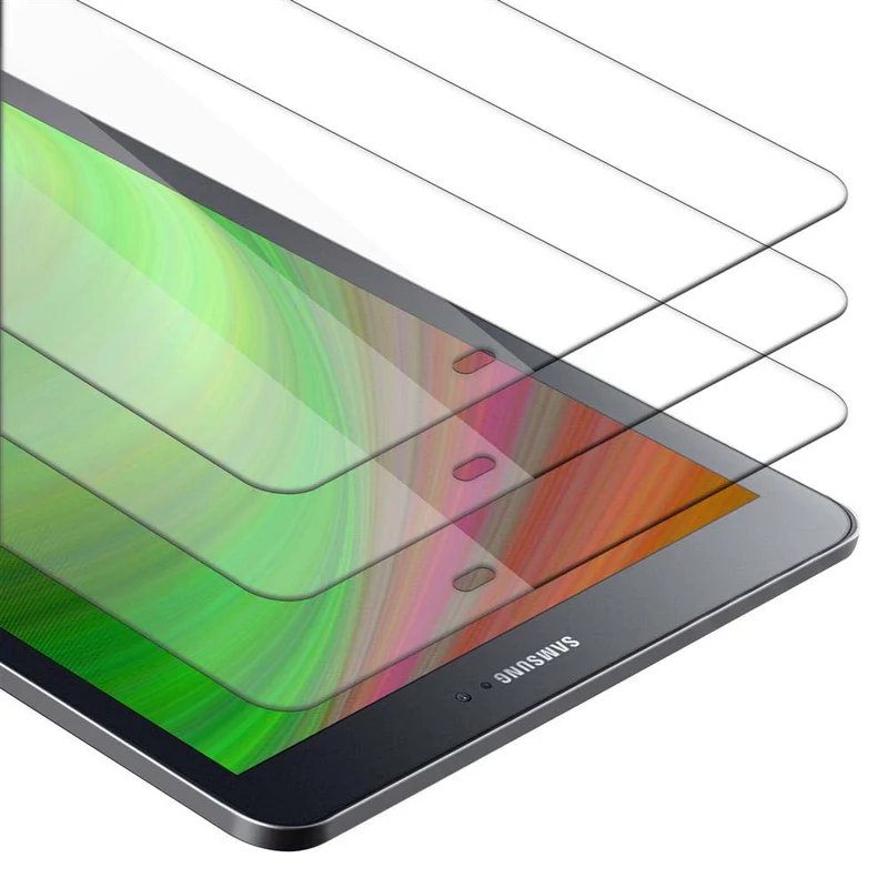 Cadorabo 3x Panzer Folie kompatibel mit Samsung Galaxy Tab S2 (9.7 Zoll) 3er Pack Gehärtetes (Tempered) Display-Schutzglas in 9H Härte mit 3D Touch Kompatibilität