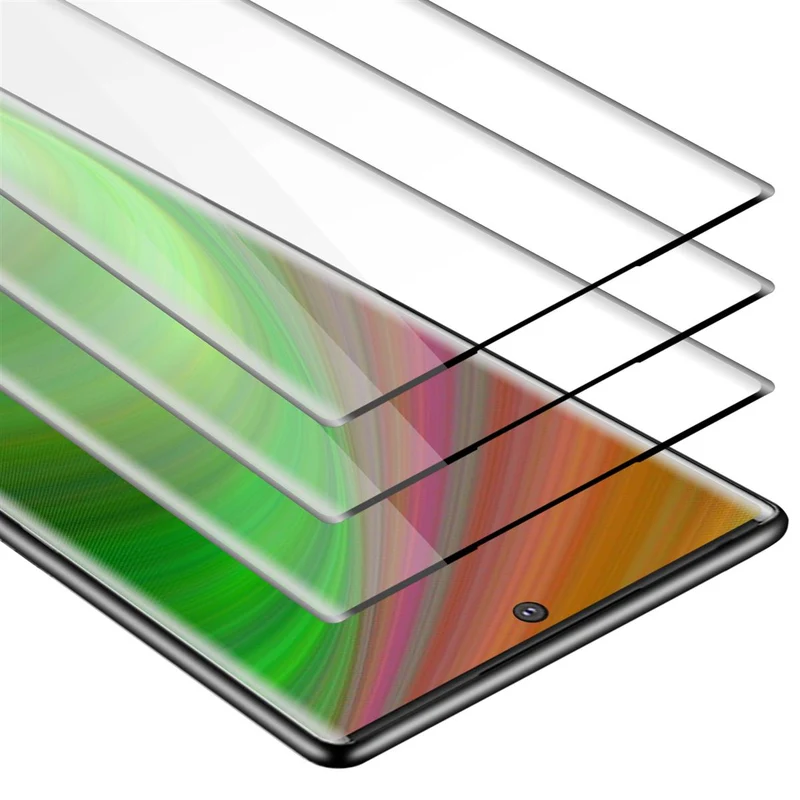 Cadorabo 3x Vollbild Panzer Folie kompatibel mit Samsung Galaxy NOTE 10 PLUS - Schutzfolie 3er Pack Gehärtetes (Tempered) Display-Schutzglas in 9H Härte mit 3D Touch