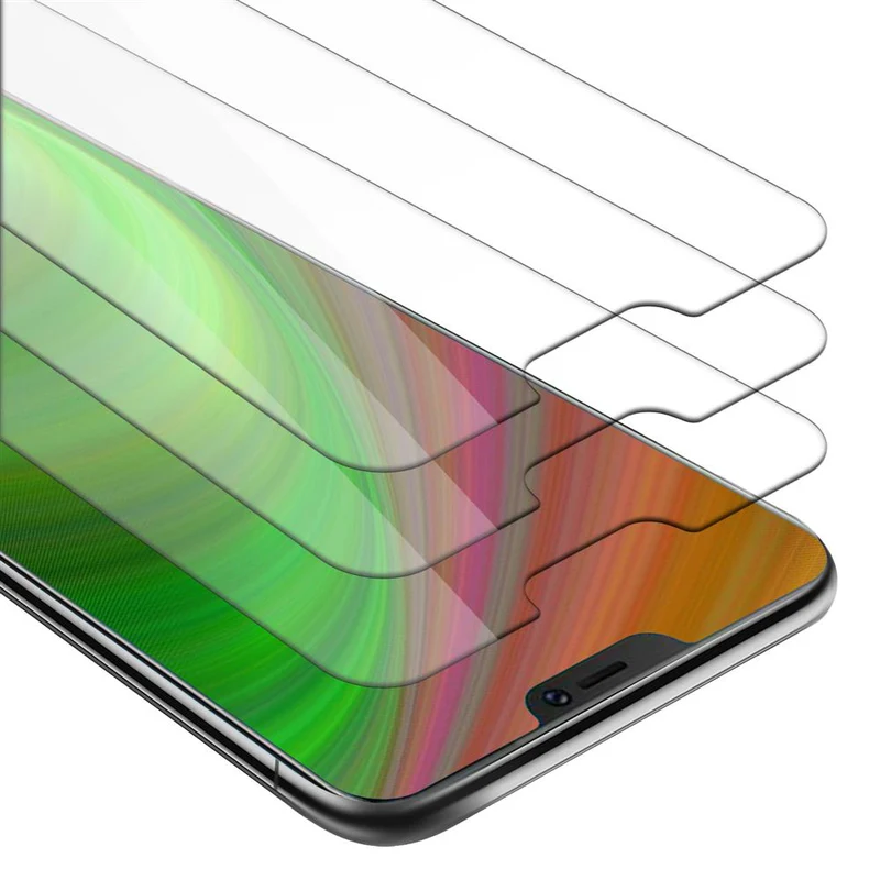 Cadorabo 3x Panzer Folie kompatibel mit Vivo V9 - Schutzfolie 3er Pack Gehärtetes (Tempered) Display-Schutzglas in 9H Härte mit 3D Touch Kompatibilität